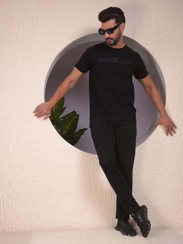 Crimsoune Club Men's Black Comfortable Knitted Trackpants