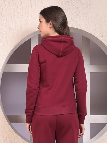 Crimsoune Club Women's Wine Hooded Neck Sweatshirt