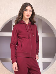 Crimsoune Club Women's Wine Hooded Neck Sweatshirt