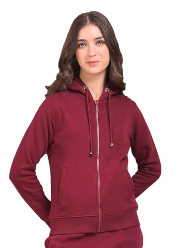 Crimsoune Club Women's Wine Hooded Neck Sweatshirt