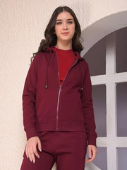 Crimsoune Club Women's Wine Hooded Neck Sweatshirt