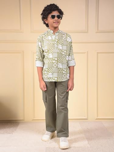 Crimsoune Club Boy's Green Cargo Trousers (7-8Y)