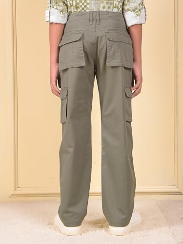 Crimsoune Club Boy's Green Cargo Trousers (7-8Y)