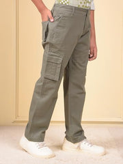 Crimsoune Club Boy's Green Cargo Trousers (7-8Y)