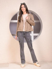 Crimsoune Club Women's Beige Notched Lapel Jacket