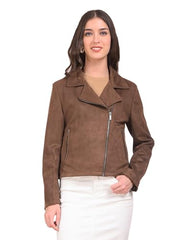 Crimsoune Club Women's Brown Notched Lapel Jacket