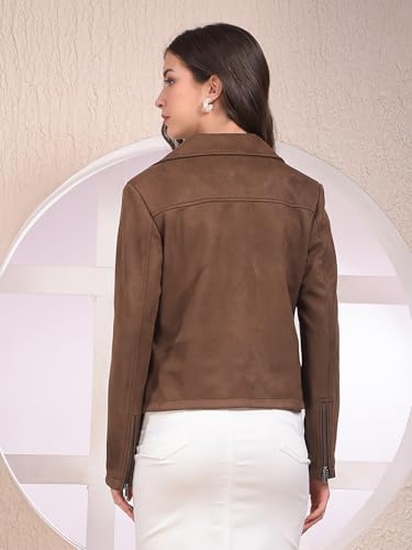 Crimsoune Club Women's Brown Notched Lapel Jacket