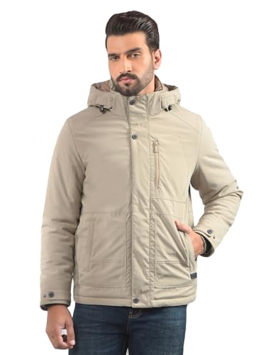 Crimsoune Club Men's Beige Hooded Neck Puffer Jacket