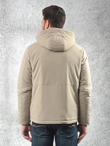 Crimsoune Club Men's Beige Hooded Neck Puffer Jacket
