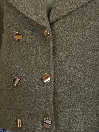 Crimsoune Club Women's Olive Notched Lapel Double-Breasted Coat