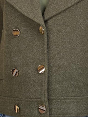Crimsoune Club Women's Olive Notched Lapel Double-Breasted Coat