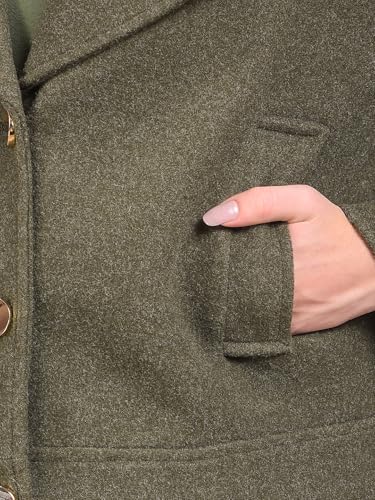 Crimsoune Club Women's Olive Notched Lapel Double-Breasted Coat