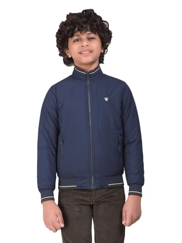 Crimsoune Club Boy's Navy Blue High Neck Reversible Jacket (15-16Y)