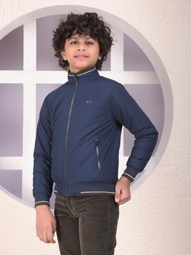 Crimsoune Club Boy's Navy Blue High Neck Reversible Jacket (15-16Y)