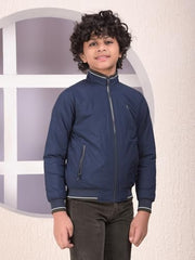 Crimsoune Club Boy's Navy Blue High Neck Reversible Jacket (15-16Y)