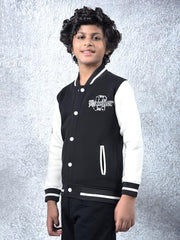 Crimsoune Club Boy's Black Color-Block Varsity Jacket (11-12Y)