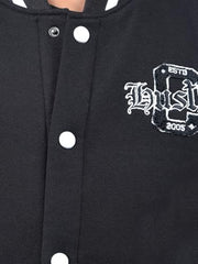 Crimsoune Club Boy's Black Color-Block Varsity Jacket (11-12Y)