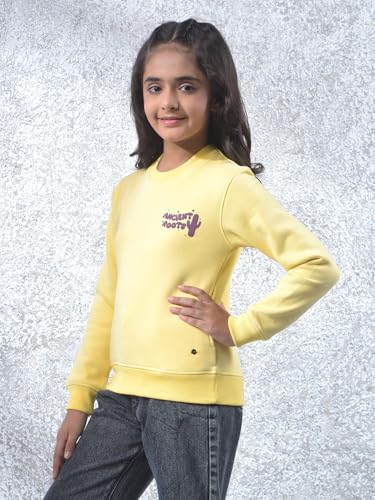 Crimsoune Club Girl's Yellow Knitted Sweatshirt (9-10Y)