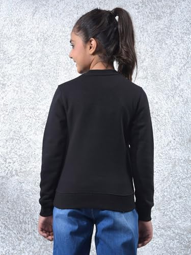 Crimsoune Club Girl's Black Knitted Sweatshirt (13-14Y)