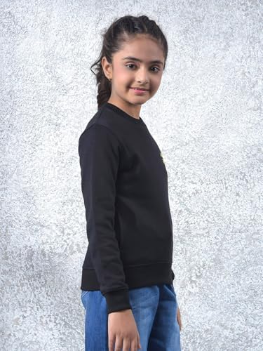 Crimsoune Club Girl's Black Knitted Sweatshirt (13-14Y)