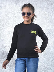 Crimsoune Club Girl's Black Knitted Sweatshirt (13-14Y)