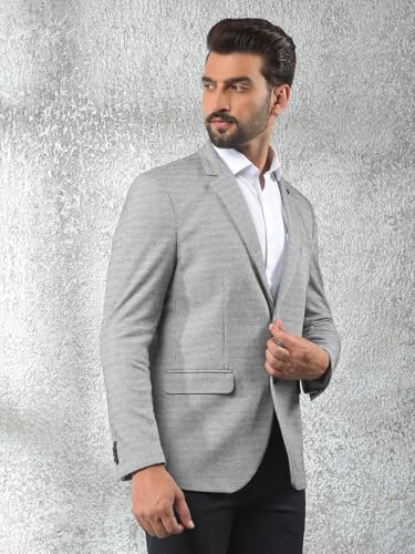Crimsoune Club Men's Grey Notched Lapel Modal Single-Breasted Blazer (M)
