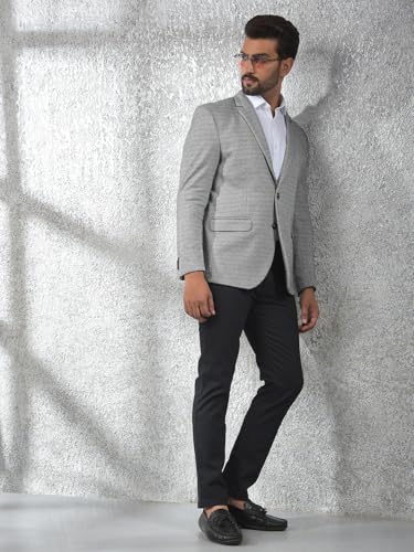 Crimsoune Club Men's Grey Notched Lapel Modal Single-Breasted Blazer (M)