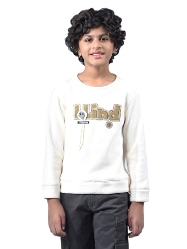 Crimsoune Club Boy's Cream Embellished Sweatshirt (5-6Y)
