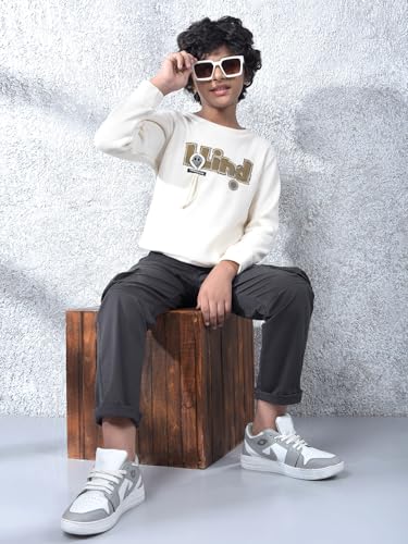 Crimsoune Club Boy's Cream Embellished Sweatshirt (5-6Y)