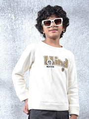 Crimsoune Club Boy's Cream Embellished Sweatshirt (5-6Y)