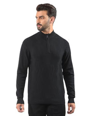 Crimsoune Club Men's Black Jacquard 100% Cotton Sweater (M)