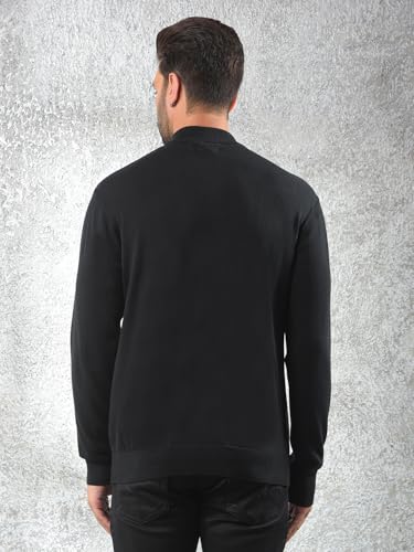 Crimsoune Club Men's Black Jacquard 100% Cotton Sweater (M)