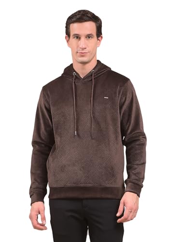 Crimsoune Club Men's Brown Jacquard Hooded Neck Sweatshirt (XXXL)