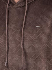 Crimsoune Club Men's Brown Jacquard Hooded Neck Sweatshirt (XXXL)