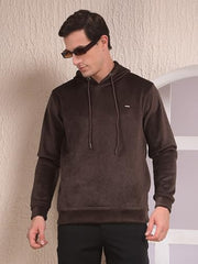 Crimsoune Club Men's Brown Jacquard Hooded Neck Sweatshirt (XXXL)