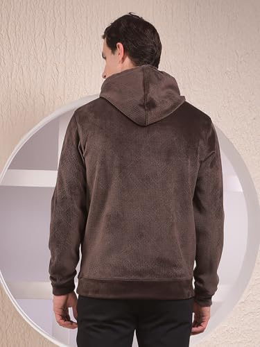 Crimsoune Club Men's Brown Jacquard Hooded Neck Sweatshirt (XXXL)