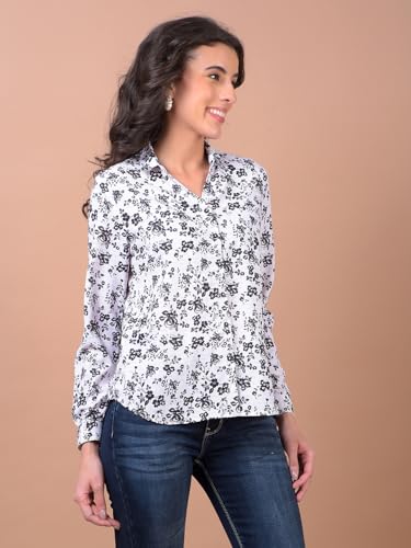 Crimsoune Club Women's White Floral Print Shirt