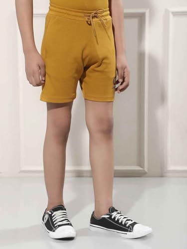 Crimsoune Club Boy's Mustard Typographic Print Shorts (9-10Y)