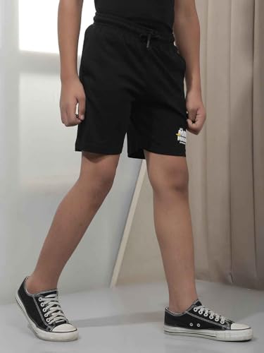 Crimsoune Club Boy's Black Graphic Print Shorts (5-6Y)
