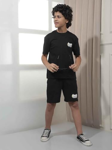 Crimsoune Club Boy's Black Graphic Print Shorts (5-6Y)