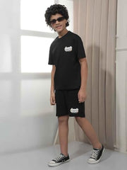 Crimsoune Club Boy's Black Graphic Print Shorts (5-6Y)