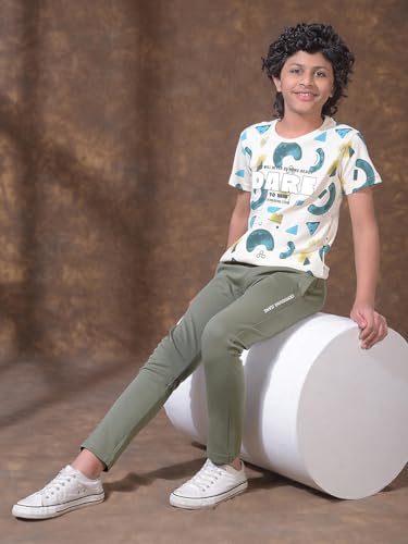 Crimsoune Club Boy's Olive Green Active Comfort Trackpants (5-6Y)