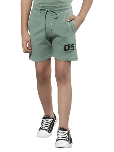 Crimsoune Club Boy's Green Typographic Print Shorts (11-12Y)