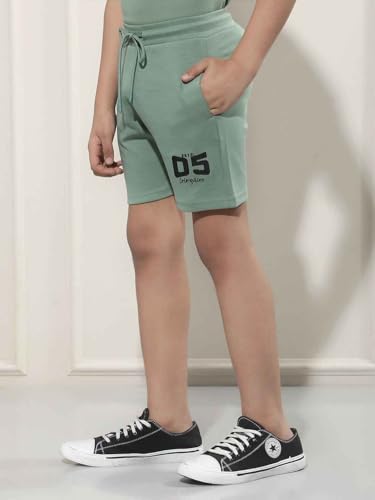 Crimsoune Club Boy's Green Typographic Print Shorts (11-12Y)