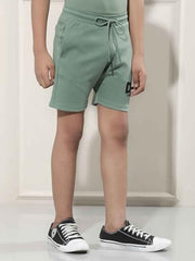 Crimsoune Club Boy's Green Typographic Print Shorts (11-12Y)