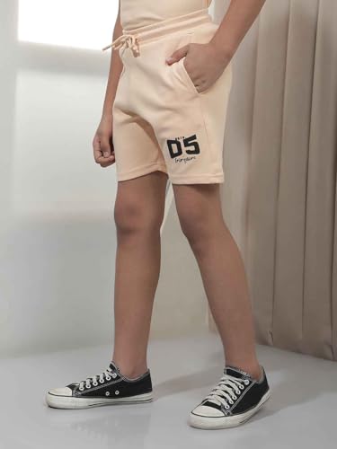 Crimsoune Club Boy's Peach Graphic Print Shorts (5-6Y)