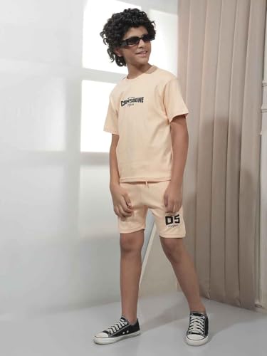 Crimsoune Club Boy's Peach Graphic Print Shorts (5-6Y)