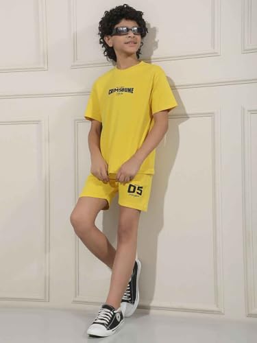 Crimsoune Club Boy's Yellow Typographic Print Shorts (7-8Y)