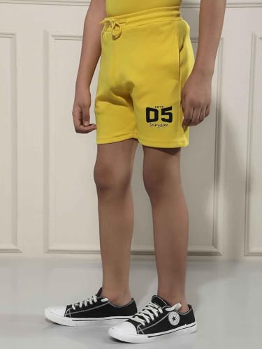 Crimsoune Club Boy's Yellow Typographic Print Shorts (7-8Y)