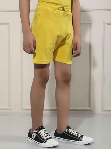 Crimsoune Club Boy's Yellow Typographic Print Shorts (7-8Y)
